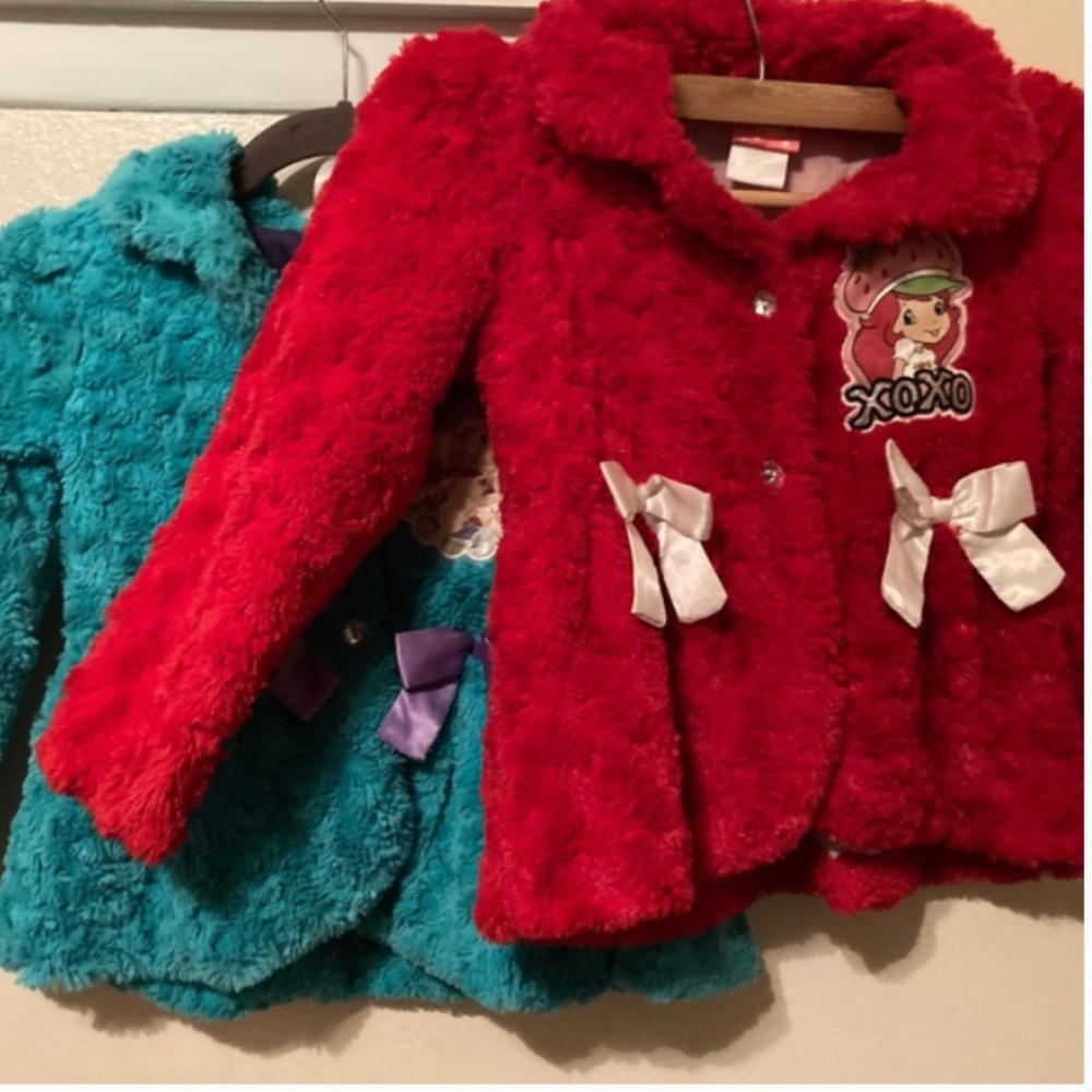 Plush Soft Jacket Disney Red Strawberry Shortcake Bow Crystal 6x